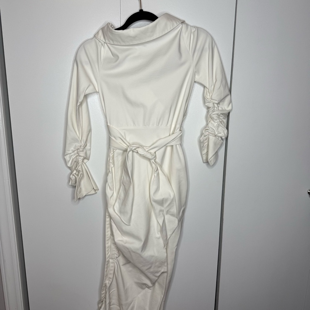 Sergio Hudson Asymmetric Cutout Ruched Cotton-blend Poplin Midi Wrap Dress Sz 0 - Picture 8 of 10